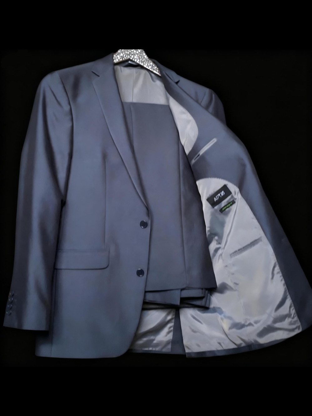 Apt. 9 Men's Extra Slim Fit, Grey Blue With Sheen, Pant Jacket Suit Set